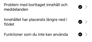 Threads gränssnitt, visar om innehåll placeras längre ner i flödet eller blivit borttaget.